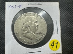 lot 41 image: 1953-D  Franklin Silver Half Dollar