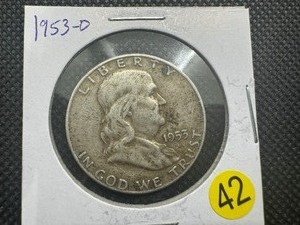 lot 42 image: 1953-D  Franklin Silver Half Dollar