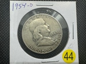 lot 44 image: 1954-D  Franklin Silver Half Dollar