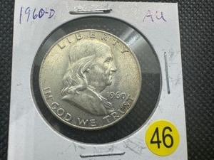 lot 46 image: 1960-D  Franklin Silver Half Dollar - Marked AU When Purchased