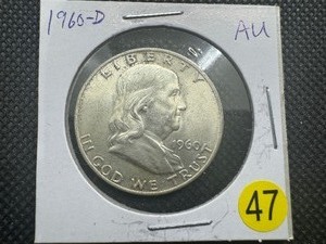 lot 47 image: 1960-D  Franklin Silver Half Dollar - Marked AU When Purchased