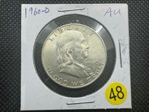 lot 48 image: 1960-D  Franklin Silver Half Dollar - Marked AU When Purchased