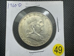 lot 49 image: 1960-D  Franklin Silver Half Dollar