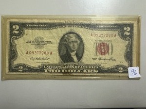 lot 96 image: 1953 Red Seal $2.00 Bill