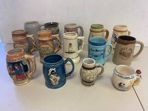 lot 31R image: Collection of 15 Vintage Souvenir Beer Steins and Mugs