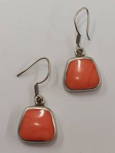 lot 19P image: Sterling Silver Coral Colored Dangle Earrings