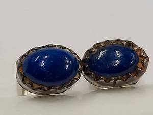 lot 28P image: Vintage Sterling Silver Blue Stone Stud Earrings 925