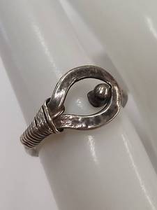 lot 58P image: Sterling Silver Artisanal Loop Ball Ring Handcrafted Design