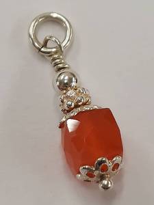 lot 79P image: Elegant Sterling Silver Pendant Charm with Orange Bead