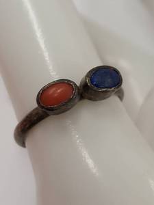lot 80P image: Vintage Sterling Silver Ring with Dual Stones
