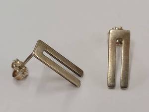 lot 84P image: Sterling Silver Geometric Minimalist Earrings, 925