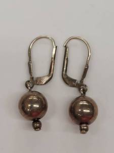 lot 87P image: Sterling Silver Ball Drop Earrings Leverback