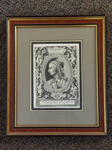 lot 101P image: Framed Etching AVARITIA with Proverbs 15 Art Print