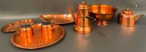 lot 54N image: Vintage Coppercraft Guild Copper Tea Set Collection Elegant Serveware