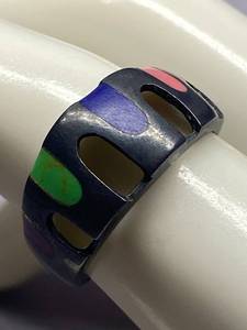 Sterling Silver 925 Ring with Multicolored Inlay Size 8