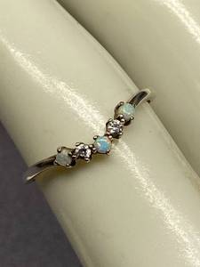 lot 10B image: Opal Diamond 925 Sterling Silver Ring Size 7
