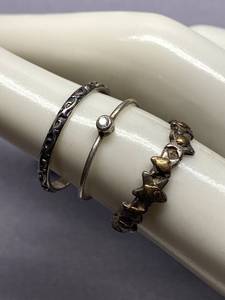 lot 42B image: Set of 3 Sterling Silver 925 Rings