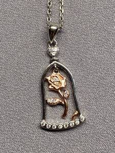 lot 61B image: Sterling Silver 925 Floral Pendant Necklace