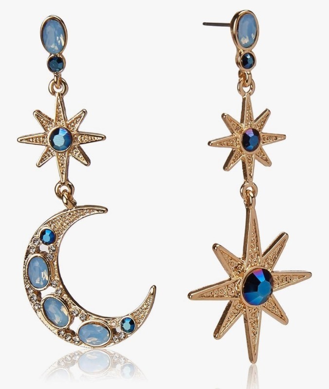 lot 3H image: Brand New Betsey Johnson Celestial Moon & Star Drop Earrings $45 Retail N