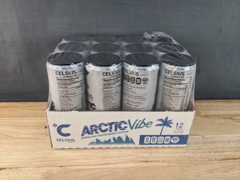 lot 27A image: 12 Brand New Celsius Sparkling Arctic Vibe Functional Energy Drink 12 fl oz Cans N