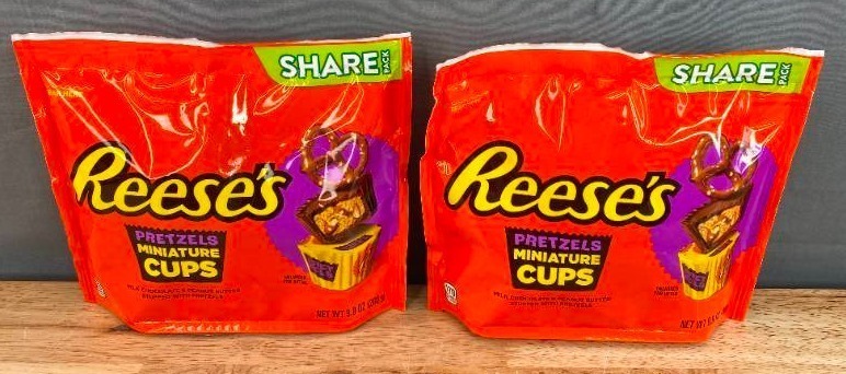 lot 27G image: 2 Brand New Bags of Reeses Pretzels Peanut Butter Cups (Sharable Size) N