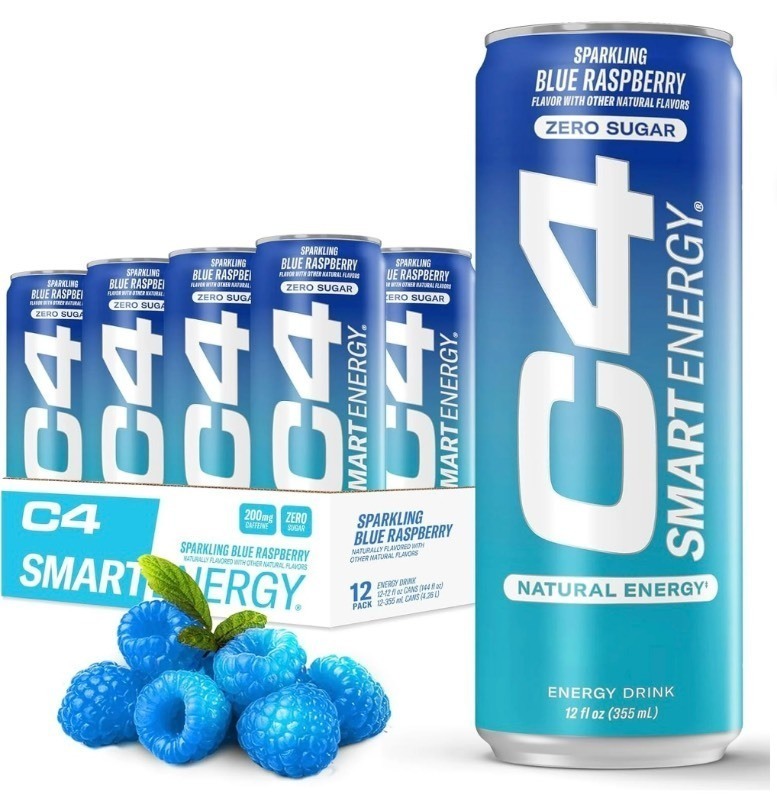lot 2A image: 24 Brand New Cellucor C4 Smart Energy Drink, Blue Raspberry Flavor Cans - 2 Cases N