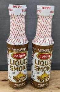 lot 100E image: 2 Brand New Colgin Hickory & Mesquite Liquid Smoke 4 oz each N