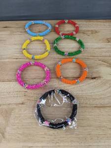 lot 134E image: 7 Brand New Beaded Masai Bangle Bracelet $39 Retail N