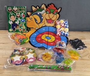 lot 110E image: Brand New Super Mario Birthday Party Supplies includes Stickers, Mustaches, Dart Board and Much More N