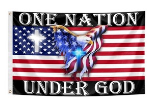 lot 71 image: Brand New Jesus Flag One Nation Under God 3x5 Ft Flag for Outside Garden Indoor Outdoor Decoration N