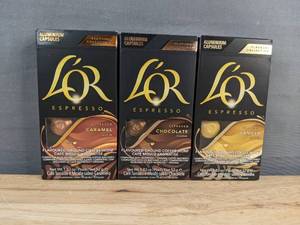 lot 79 image: Brand New LOR Espresso Capsules 30 Count Variety Pack VanillaChocolateCaramel Single Serve Coffee N