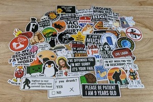 lot 121E image: 50 Total Brand New Funny Phrase Stickers N