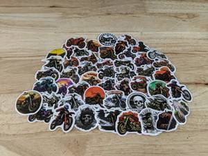 lot 105E image: 50 Total Brand New Vintage Motorcycle Stickers N