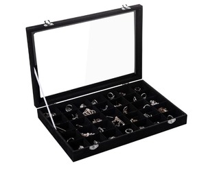 lot 119 image: Brand New Frebeauty Velvet Jewelry Tray,35 Grid Jewelry Organizer with Clear Lid N
