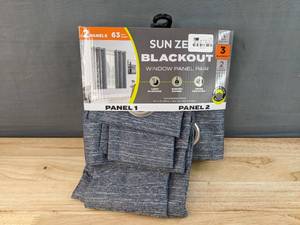 lot 113 image: Brand New Sun Zero Blackout Window Panel Pair in Navy Blue N