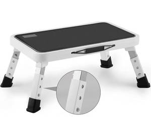 lot 177 image: Brand New Height-Adjustable Folding Step Stool in White N