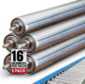 lot 187 image: 5 Brand New Conveyor Rollers Galvanized Steel Replacement 1.5 Diameter 16 Between Frame 18 Ga. Found in Woodworking Table, Garage, Boat Trailers, Material & Tool Handling by Ultimation $52.50 Retail N