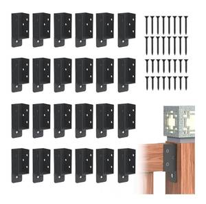 lot 201 image: Brand New 24 Pcs Deck Railing Brackets Connectors, 2x4 Fence Brackets (Actual Size 1.6x3.6) $63.99 Retail N