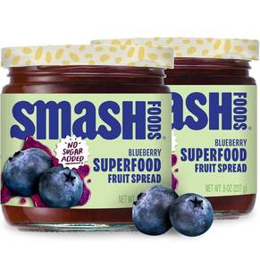 lot 107E image: 6 Brand New Chia Smash Blueberry Smash Foods Jam - 8 oz Jars N