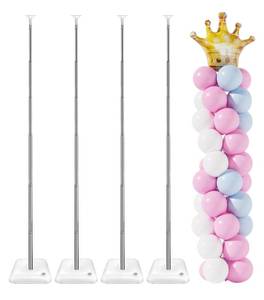 lot 215 image: Brand New RUBFAC Balloon Stand for Floor Set of 4, 6.6ft Adjustable Height Balloon Column Kit N