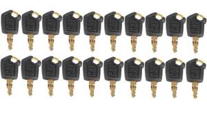 lot 272 image: 20 Pack Brand New Cat Keys Replacement for Caterpillar Heavy Equipment N