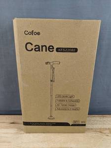 lot 268 image: Brand New Cofoe Adjustable, Foldable and Collapsible Black Walking Cane with LED Guide Light N