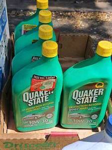 lot 62 image: Lot of (5) Quaker State SAE 10W-30 Motor Oil Quart Plastic Bottles