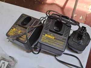 lot 170 image: DeWalt (2) Cordless Tool Battery Chargers and (1) 12V Battery DW9072