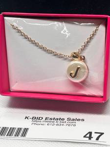 lot 47 image: Gold Initial J Pendant Necklace in Gift Box