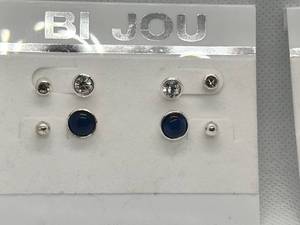lot 59 image: Set of Elegant Blue Stone Earrings with Crystal Accents
