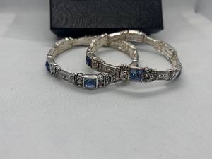lot 62 image: Pair of Bracelets with Blue Gemstones