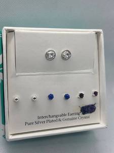 lot 65 image: Interchangeable Earring Set with Silver Plating and Crystal Accents