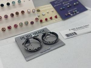 lot 69 image: Assortment of Stud and Hoop Earrings - 20 Pairs Total