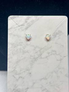 lot 79 image: Opal Heart-Shaped Stud Earrings